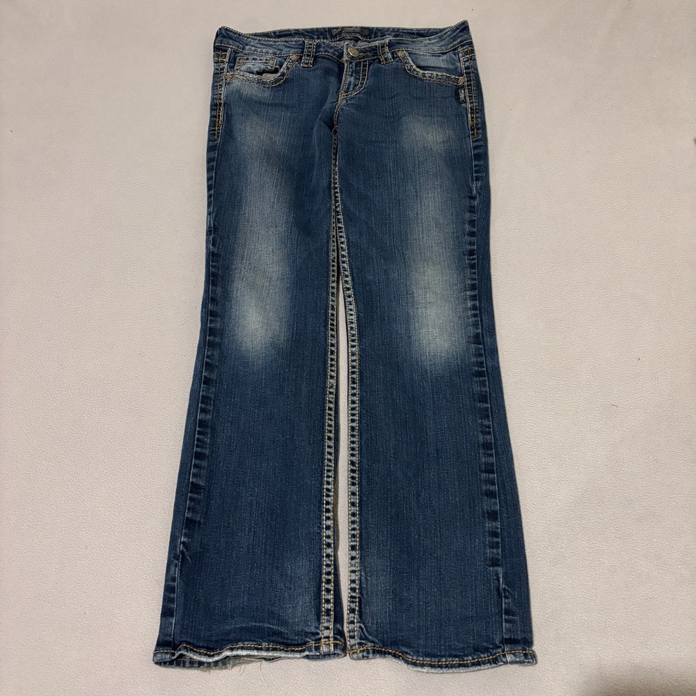 Silver Jeans Co Lola Bootcut Dark Wash Denim Jeans 31x32 Blue Grunge Western